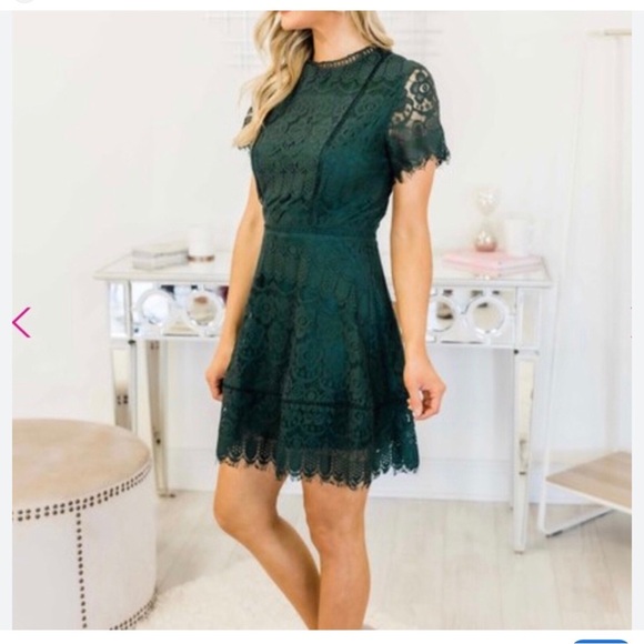 Blu Pepper Green Lace Flutter Sleeve Mini Dress Women’s Size Medium - Picture 1 of 10